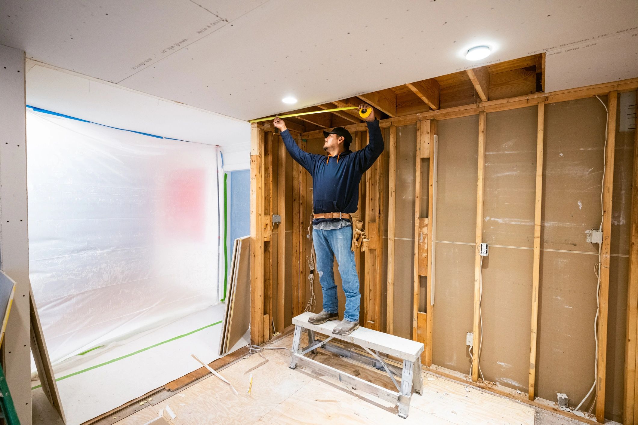 Technician carrying out plumbing-related work on site