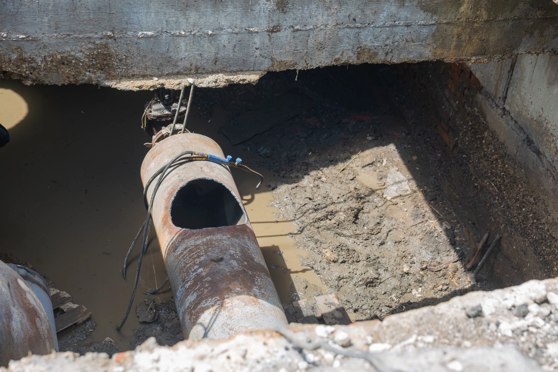 Underground drain repair and sewer line work